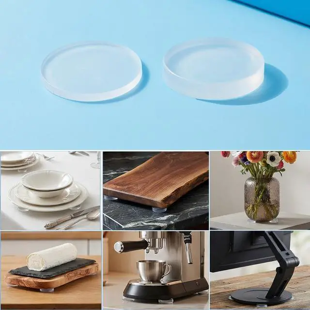 Alt view image 6 of 7 - 26Pcs Clear Glass Table Top Anti Slip Pads 3/4" Rubber Bumpers Grippers 20mm*2mm/5mm Cabinet Door Bumpers Small Rubber Feet for Cutting Board Self Adhesive Round Table Protectors for Under Glass Top