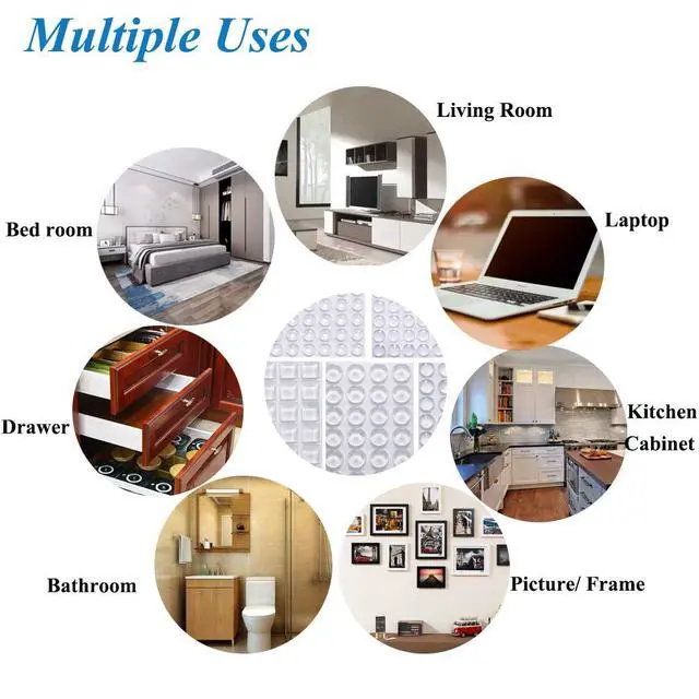 Alt view image 5 of 7 - Cabinet Door Bumpers Clear Self Adhesive Noise Dampening Bumper Pads 272Pcs Silicone Rubber Bumpers for Drawers Picture Frames Cutting Board and Furniture Surface Protection 5 Sizes Pack