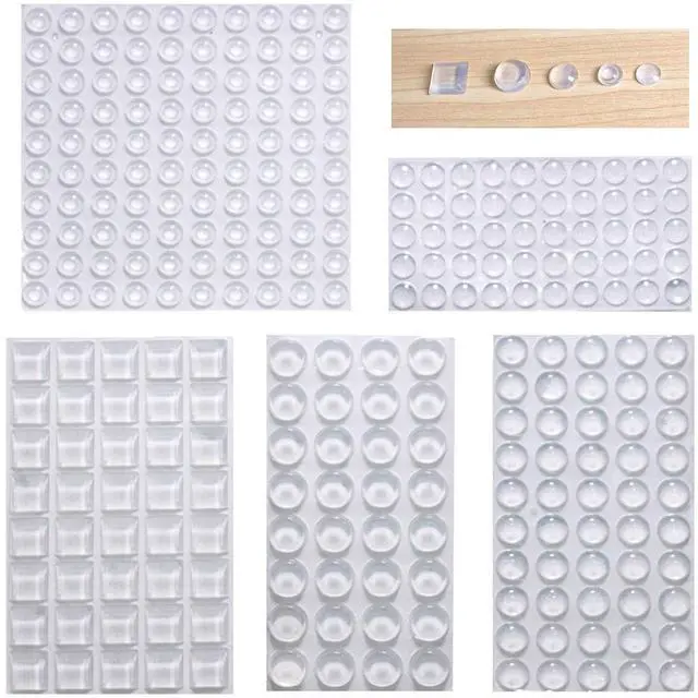 Main image of Cabinet Door Bumpers Clear Self Adhesive Noise Dampening Bumper Pads 272Pcs Silicone Rubber Bumpers for Drawers Picture Frames Cutting Board and Furniture Surface Protection 5 Sizes Pack