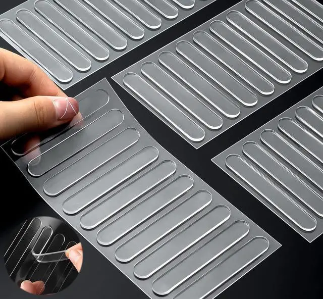Main image of Cabinet Door Bumpers, 40 pcs Cabinet Bumper Clear Self Adhesive, Rubber Bumpers Stripes, Clear Bumper for Cabinets Pads for Sound Dampening Buffer Pads2.75 * 0.4in