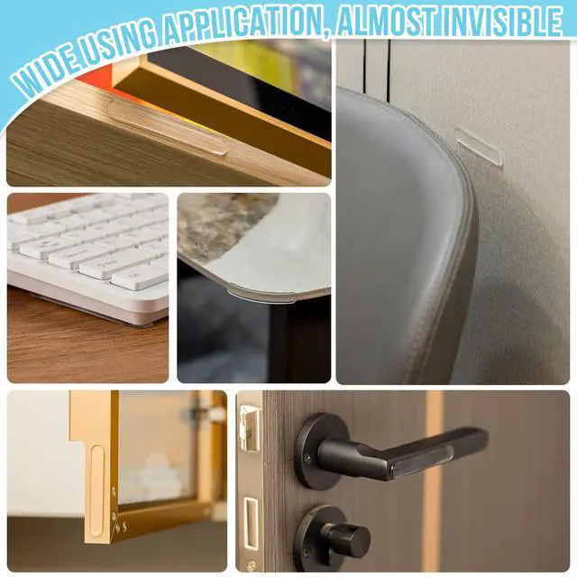 Alt view image 7 of 7 - Cabinet Door Bumpers, 40 pcs Cabinet Bumper Clear Self Adhesive, Rubber Bumpers Stripes, Clear Bumper for Cabinets Pads for Sound Dampening Buffer Pads2.75 * 0.4in