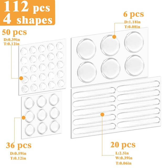 Alt view image 2 of 7 - Cabinet Door Bumpers, Self-Adhesive Silicone Rubber Furniture Pads,Clear | 112pcs,Noise Dampening Shock Absorbing Furniture Bumpers Pads For Drawers, Cupboards,Door Handles,Wall Protection