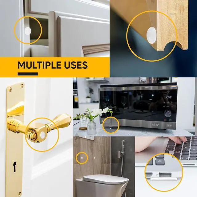 Alt view image 3 of 7 - 128 Clear Cabinet Bumper Pads Self-Adhesive Silicone Set with 5 Unique Shapes for Doors, Drawers & Furniture Premium Sound Dampening Pads for Surface Protection