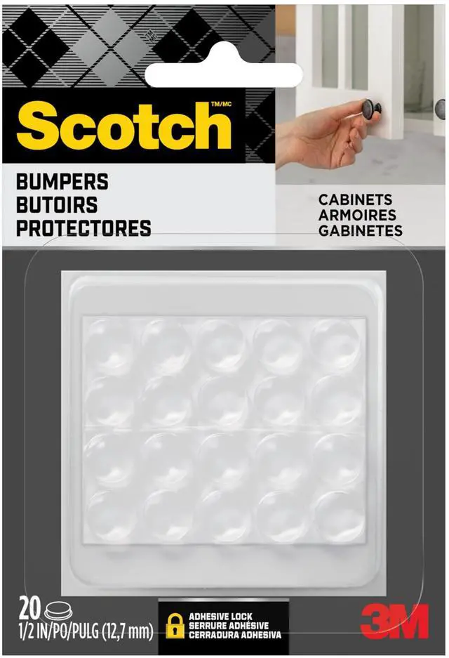 Main image of Clear Adhesive Bumper Pads 20 PCS, Self-Stick Rubber Pads 1/2" Round, Cabinet Door Rubber Bumpers, Designed to Protect Cabinets and Drawers, Sound Dampening, Transparent (SP950-NA)