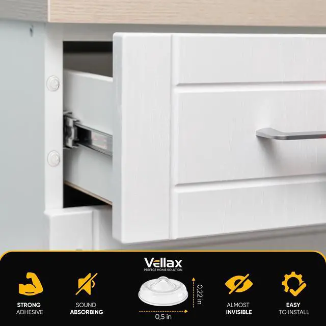 Alt view image 5 of 7 - 128 Clear Silicone Bumper Pads Self-Adhesive Sound Dampening Stops with Jelly Button Shape Design for Cabinet Doors, Drawers, Cupboards, Glass Surfaces, Picture Frames