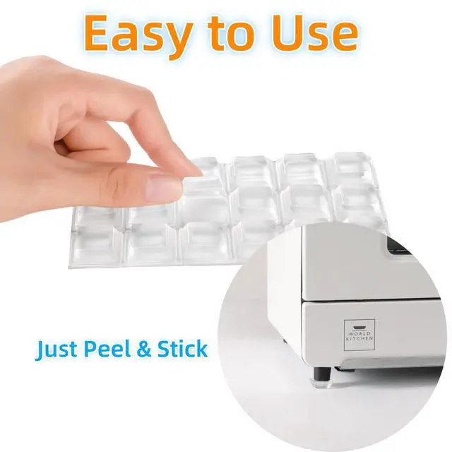 Alt view image 3 of 7 - Self Adhesive Rubber Feet Door Bumpers Large - Stick on Pads for Electronics, Speakers, Furniture, Appliances, Audio Equipment, Laptop - Clear Tall Square (18pcs)