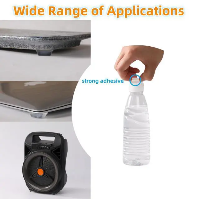 Alt view image 4 of 7 - Self Adhesive Rubber Feet Door Bumpers Large - Stick on Pads for Electronics, Speakers, Furniture, Appliances, Audio Equipment, Laptop - Clear Tall Square (18pcs)