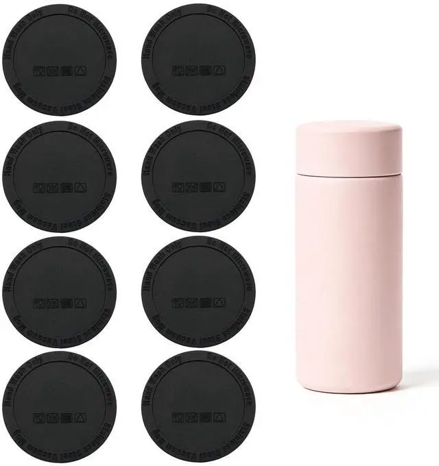 Main image of 8 Packs 65mm(2.56 Inch) Tumbler Bottom Protector, Non-Slip Rubber Pads for Skinny Tumblers, Thermal Bottles & Mason Jars, Silicone Adhesive Bumpers for Desk Protection (Black)