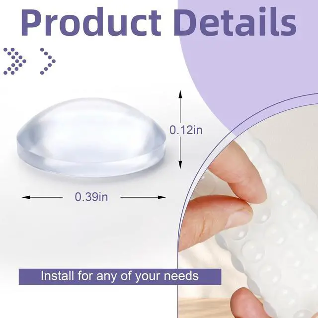 Alt view image 2 of 6 - 300Pcs Cabinet Door Bumpers 10x3mm Rubber Feet, Self Adhesive Clear Cabinet Bumper Pads for Drawers, Cupboards, Furniture, Picture Frames