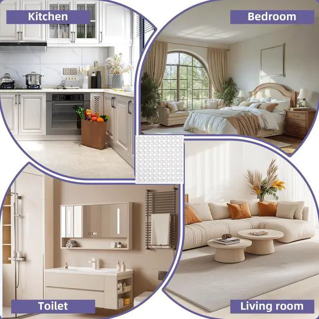 Alt view image 6 of 6 - 300Pcs Cabinet Door Bumpers 10x3mm Rubber Feet, Self Adhesive Clear Cabinet Bumper Pads for Drawers, Cupboards, Furniture, Picture Frames