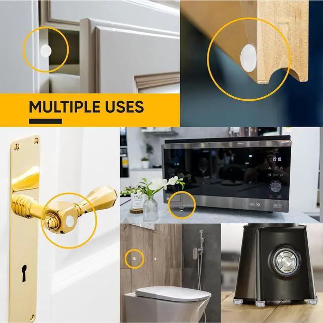 Alt view image 3 of 7 - 74 Clear Silicone Bumpers & Wall Protectors 5Shape SelfAdhesive Pads for Cabinets, Doors, Drawers & Furniture Noise Dampening & Surface Protection by