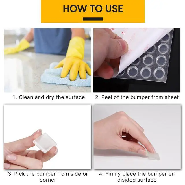 Alt view image 7 of 7 - 20 Clear Silicone Bumper Blocks 1" x 1" Anti-Slip Pads for Cabinets, Glass Table Tops, and Chairs Wall Protector & Soft-Close Noise Dampening Pads by
