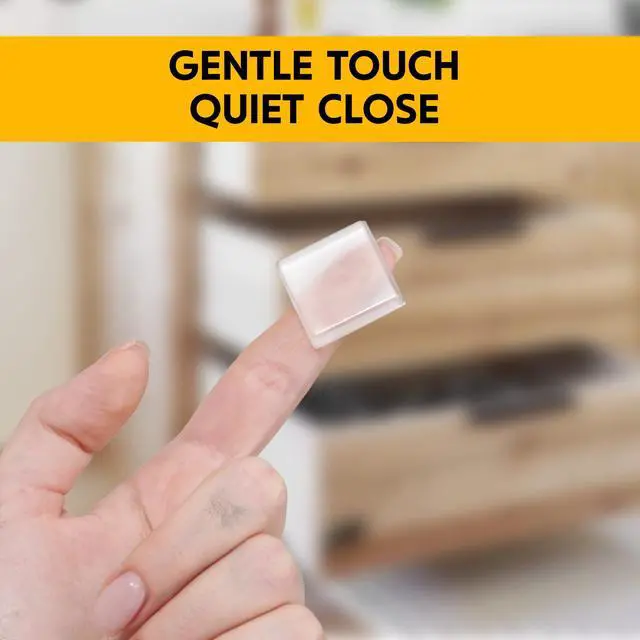 Alt view image 2 of 7 - 20 Clear Silicone Bumper Blocks 1" x 1" Anti-Slip Pads for Cabinets, Glass Table Tops, and Chairs Wall Protector & Soft-Close Noise Dampening Pads by