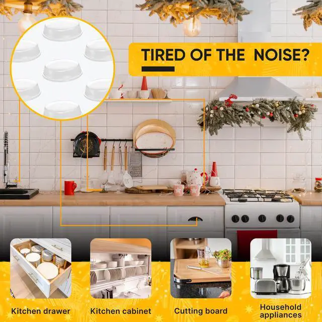 Alt view image 2 of 7 - 128 Clear Cabinet Door Bumpers - 1/2 Inch Self Adhesive Rubber Stoppers for Drawers, Damp Pads Cupboards, Cutting Boards, Glass Tops, Picture Frames
