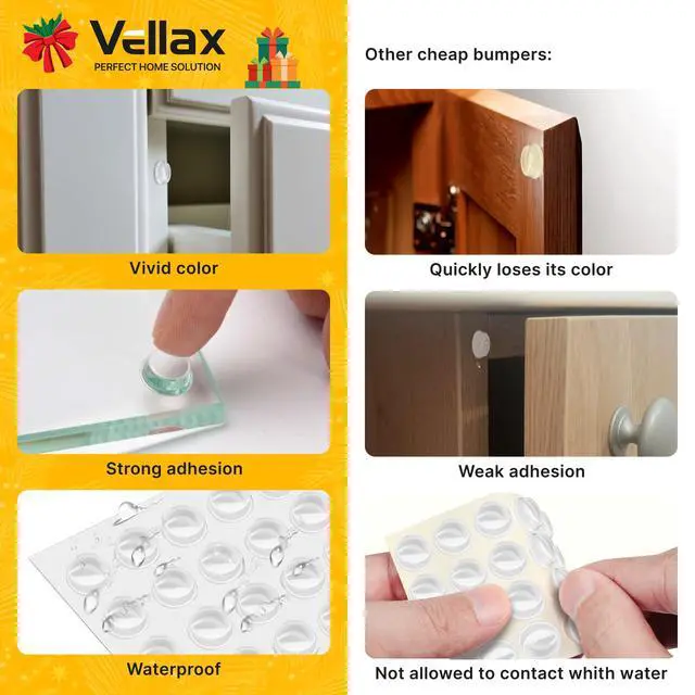 Alt view image 3 of 7 - 128 Clear Cabinet Door Bumpers - 1/2 Inch Self Adhesive Rubber Stoppers for Drawers, Damp Pads Cupboards, Cutting Boards, Glass Tops, Picture Frames