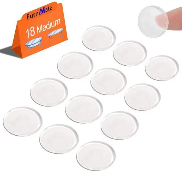 Main image of Glass Table Top Anti Slip Pads Self Adhesive- Glass Table Top Bumpers Large 18PCS 4/5 inch, Rubber Feet for Cutting Board
