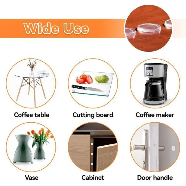 Alt view image 4 of 7 - Glass Table Top Anti Slip Pads Self Adhesive- Glass Table Top Bumpers Large 18PCS 4/5 inch, Rubber Feet for Cutting Board