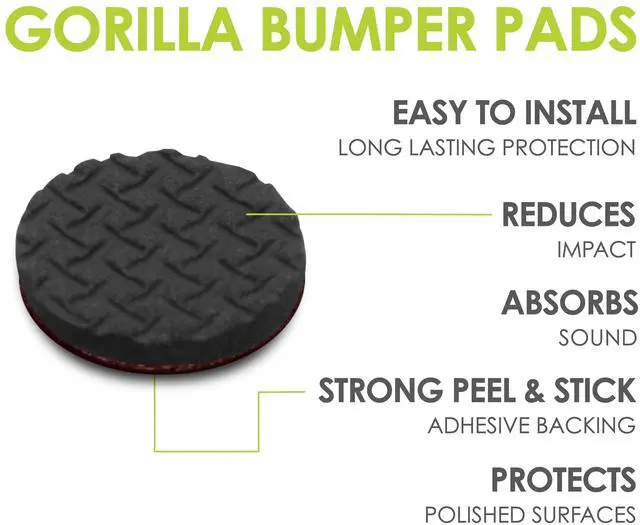 Alt view image 2 of 6 - GorillaBumperPads Premium 1/2 Rounds Adhesive Non Slip Pads/Bumpers (64 Gripper Dots) Perfect Grips for Small Items/Décor, Cabinet Stoppers, Drawer/Door Bumpers, Glass/Picture Frame Pads