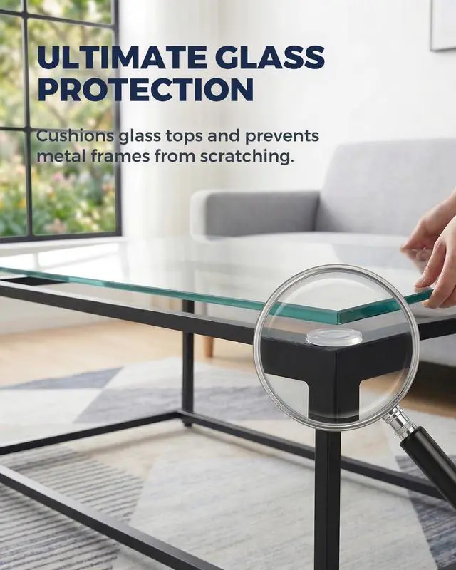 Alt view image 3 of 6 - Glass Table Top Anti-Slip Pads, 36 Pack, 0.8 in (20 mm) Clear Silicone Adhesive Bumpers, 0.08 in (2 mm) Thick Non-Slip Grippers for Glass Tables, Desks, Cutting Boards and Cabinets