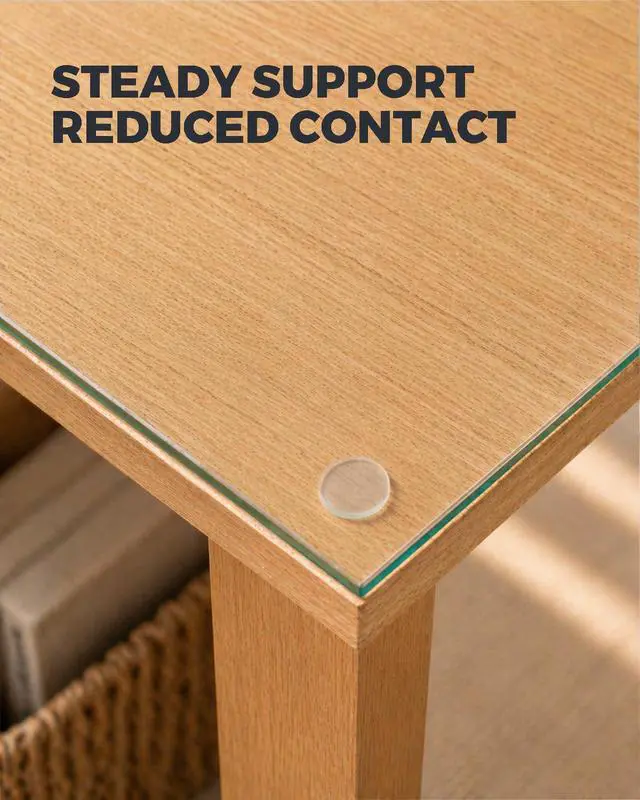 Alt view image 2 of 6 - Glass Table Top Anti-Slip Pads, 36 Pack, 0.8 in (20 mm) Clear Silicone Adhesive Bumpers, 0.08 in (2 mm) Thick Non-Slip Grippers for Glass Tables, Desks, Cutting Boards and Cabinets
