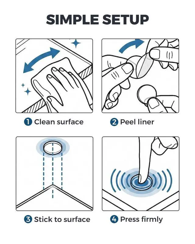 Alt view image 6 of 6 - Glass Table Top Anti-Slip Pads, 36 Pack, 0.8 in (20 mm) Clear Silicone Adhesive Bumpers, 0.08 in (2 mm) Thick Non-Slip Grippers for Glass Tables, Desks, Cutting Boards and Cabinets