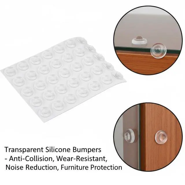 Alt view image 3 of 7 - 164 PCS Silicone Cabinet Bumpers, 3 Shapes 1/2 inch Clear Self-Adhesive Soft Bumper Dots for Kitchen Doors, Drawers, Cutting Boards, Picture Frames - No Slam, Noise Reduction