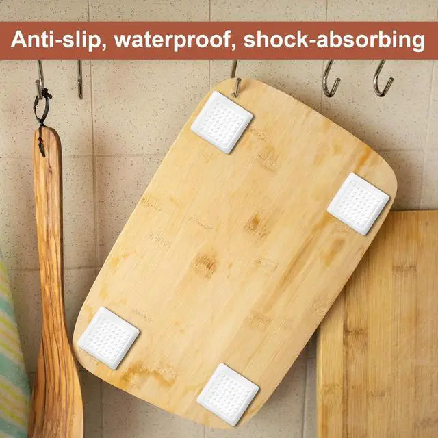Alt view image 3 of 7 - 8pcs Cutting Board Silicone Feet, 4x4cm/1.6x1.6in Non Slip Waterproof Shock-Absorbing Square Bumpers Pads Self-Adhesive Silicone Padding Feet for Cutting Board Blender & Oven