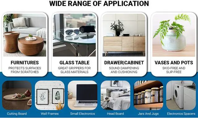 Alt view image 6 of 7 - 100 Pack SoftClose Door & Drawer Cabinet Furniture Bumpers 1/2" (12.7mm) Diameter, Clear Self Adhesive Pads, SCB01-100