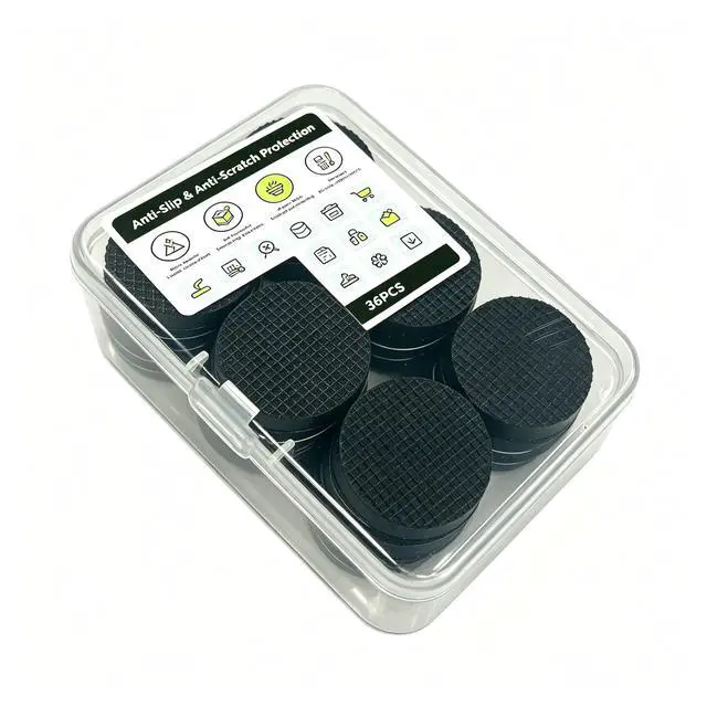 Alt view image 4 of 7 - 45 Pack Black 4mm Grid Bottom Self Adhesive Silicone Furniture Pads, Residue Free Non Slip Furniture Feet, Heat Resistant Shock Absorbing Mats for Hardwood Floor & Washing Machine