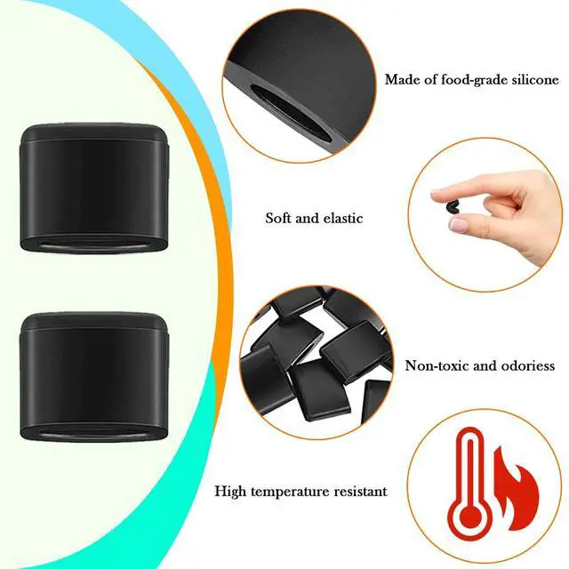 Alt view image 3 of 7 - 8 Pieces Air Fryer Rubber Bumpers, Black Air Fryer Replacement Rubber Tips for Power XL Air Fryer Grill Pan