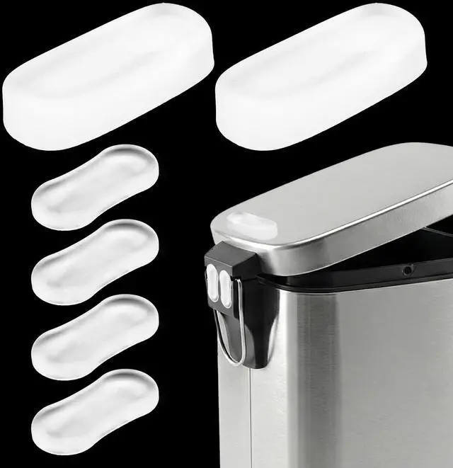 Main image of Trash Can Wall Protector, Clear Peel and Stick Bumpers, 6 Pack, 2 Sizes, lid and Body Cushion, no-Drill Install, Removable on Most Smooth Surfaces