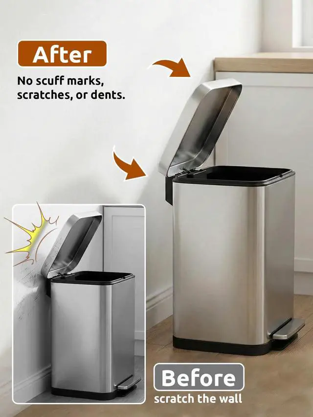 Alt view image 2 of 7 - Trash Can Wall Protector, Clear Peel and Stick Bumpers, 6 Pack, 2 Sizes, lid and Body Cushion, no-Drill Install, Removable on Most Smooth Surfaces