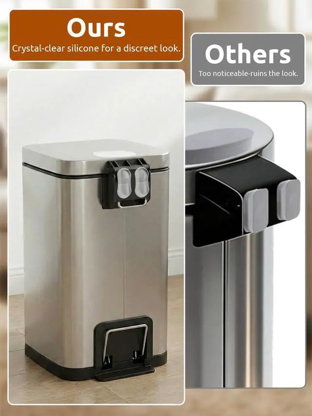 Alt view image 6 of 7 - Trash Can Wall Protector, Clear Peel and Stick Bumpers, 6 Pack, 2 Sizes, lid and Body Cushion, no-Drill Install, Removable on Most Smooth Surfaces