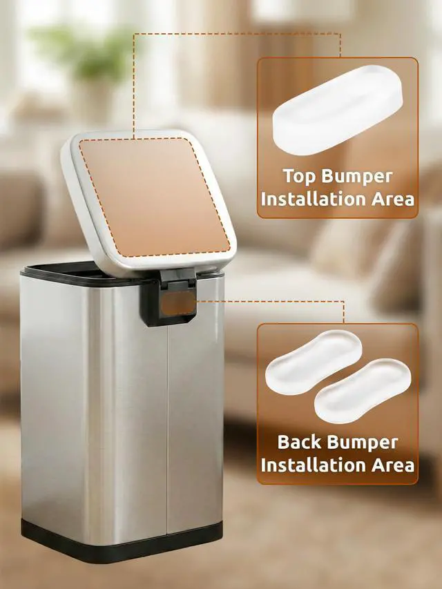 Alt view image 7 of 7 - Trash Can Wall Protector, Clear Peel and Stick Bumpers, 6 Pack, 2 Sizes, lid and Body Cushion, no-Drill Install, Removable on Most Smooth Surfaces