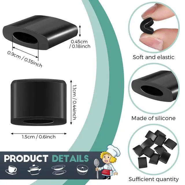 Alt view image 2 of 6 - 16 Pieces Air Fryer Rubber Bumpers Black Air Fryer Replacement Parts Non Scratch Protective Covers for Grill Pan, 0.6 x 0.44 x 0.18 Inch