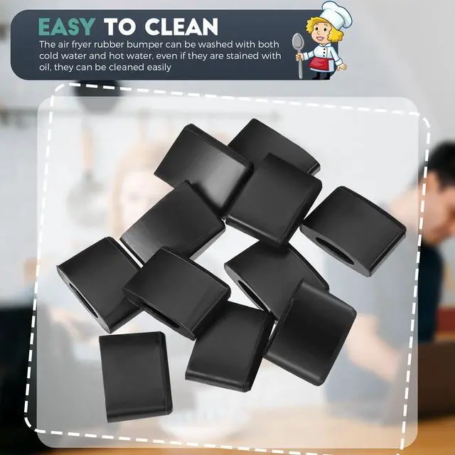 Alt view image 3 of 6 - 16 Pieces Air Fryer Rubber Bumpers Black Air Fryer Replacement Parts Non Scratch Protective Covers for Grill Pan, 0.6 x 0.44 x 0.18 Inch