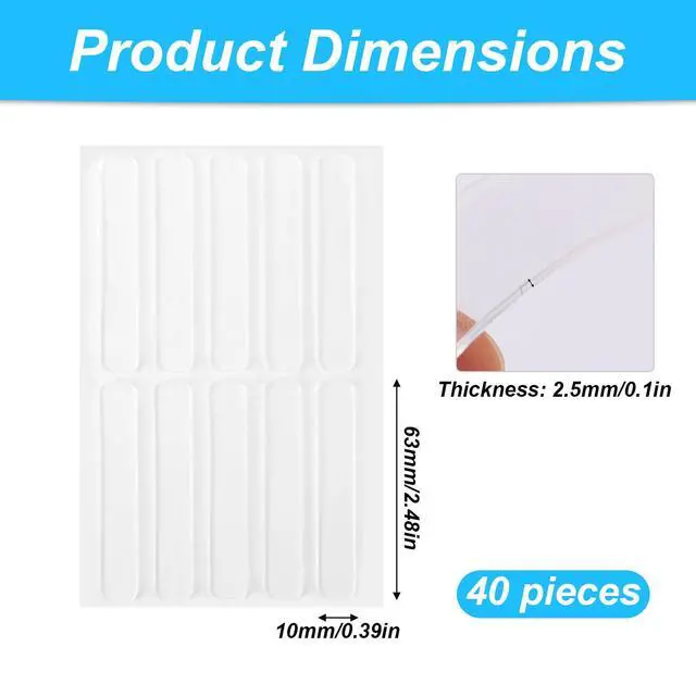 Alt view image 2 of 7 - 40pcs Clear Silicone Furniture Bumpers, Self-Adhesive Strip Cabinet Door Bumpers Stoppers Wall Protector Anti Collision Pads Rubber Feet for Doors Drawers Corner Cupboard Shelves Table (Transparent)