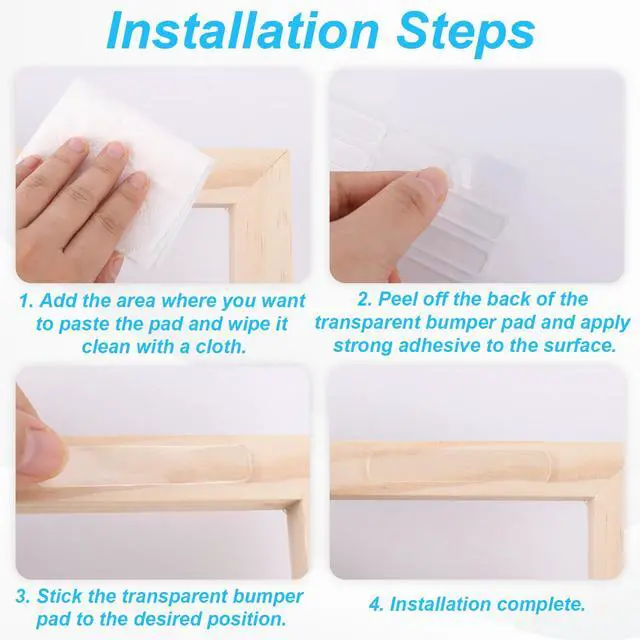 Alt view image 5 of 7 - 40pcs Clear Silicone Furniture Bumpers, Self-Adhesive Strip Cabinet Door Bumpers Stoppers Wall Protector Anti Collision Pads Rubber Feet for Doors Drawers Corner Cupboard Shelves Table (Transparent)