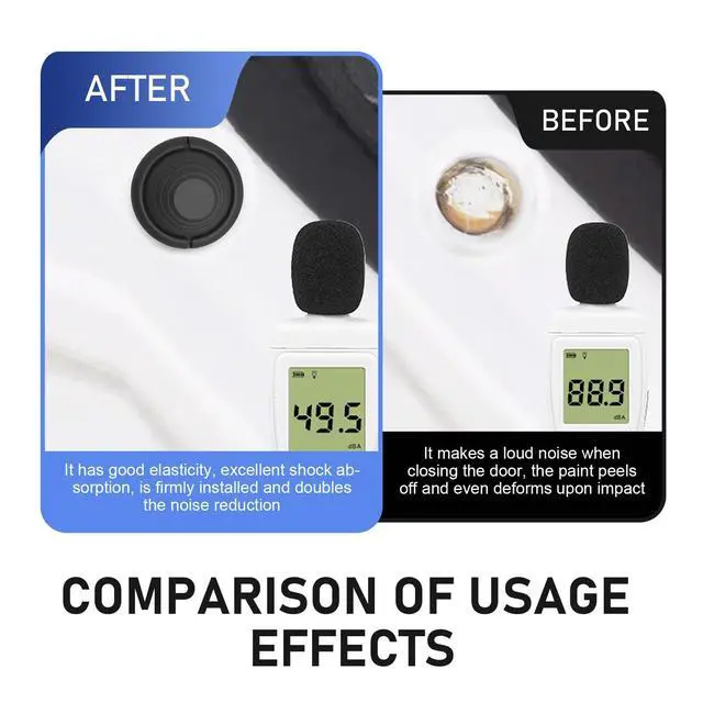 Alt view image 7 of 7 - 4 PCS Car Door Silicone Cushion Pads, Airbag Shock Absorber, Car Door Anti-Collision Buffer, Universal Automotive Noise-Reducing Crash Pad for Most Cars (Black)