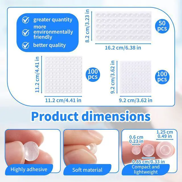 Alt view image 2 of 5 - 250PCS Clear Cabinet Bumpers Self Adhesive Silicone Door Pads, Soft Close