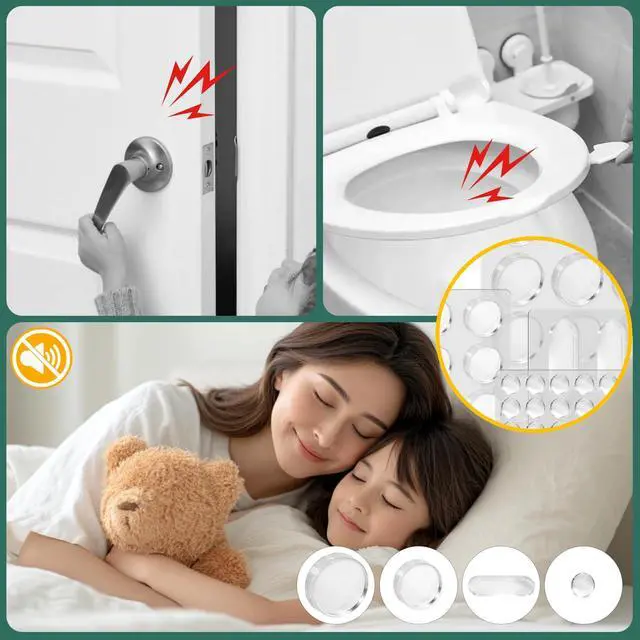 Alt view image 4 of 7 - 182pcs Clear Cabinet Bumper PadsSoft Close Cabinet Door Bumper DotsSelf-Adhesive Silicone Buffer Set with 4 Shapes for Doors, Drawers & Furniture Sound Dampening & Surface Protection