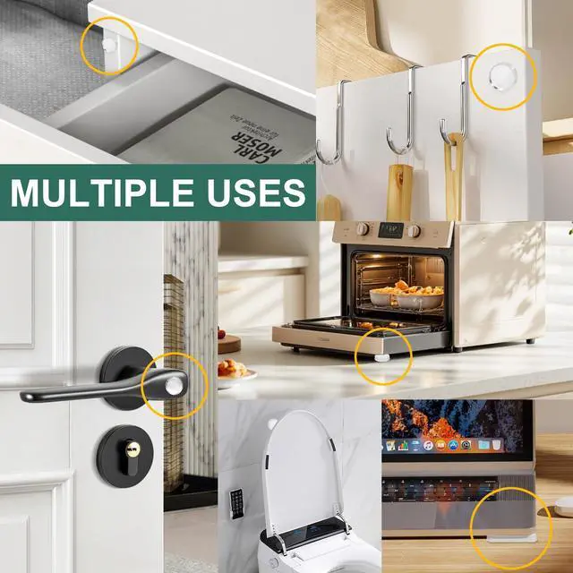 Alt view image 6 of 7 - 182pcs Clear Cabinet Bumper PadsSoft Close Cabinet Door Bumper DotsSelf-Adhesive Silicone Buffer Set with 4 Shapes for Doors, Drawers & Furniture Sound Dampening & Surface Protection