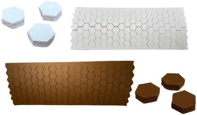 Main image of Cabinet Door Soft Bumper Pads/ 110 Urethane Foam Bumpers per Package/Choose Your Color(Brown or Cream) Peel and Stick/Many uses/Prevent Scratching/quieting/by E.H.C. (Cream, 3/8" Hexagon 1/8 Thick)