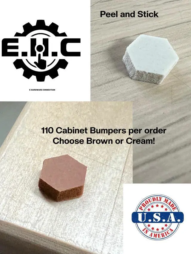 Alt view image 2 of 4 - Cabinet Door Soft Bumper Pads/ 110 Urethane Foam Bumpers per Package/Choose Your Color(Brown or Cream) Peel and Stick/Many uses/Prevent Scratching/quieting/by E.H.C. (Cream, 3/8" Hexagon 1/8 Thick)