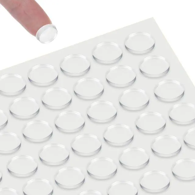 Main image of 64Pcs Glass Table Top Bumpers Grippers Anti Slip Pads 0.43" Clear Cabinet Door Bumpers Rubber Glass Tabletop Grippers Self Adhesive Round Rubber Feet Protectors for Under Glasses Top, 11 * 5mm