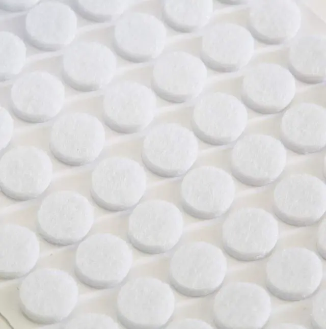 Main image of Hardware Heavy Duty 3/8" (9.5mm) Diameter Self-Adhesive Felt Pads, Furniture/Cabinet Bumpers, 1/8" (3mm) Height, Round, White - ROKFELTP38WHT