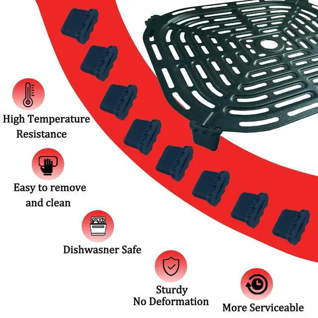 Alt view image 4 of 5 - Air Fryer Rubber Feet for Chefman 6QT Compact Air Fryers, 8PCS Premium Silicone Rubber Legs Bumpers Pads Pieces Tips Tabs Stops Stoppers Spacers Attachments for 6QT Chefman Air Fryer