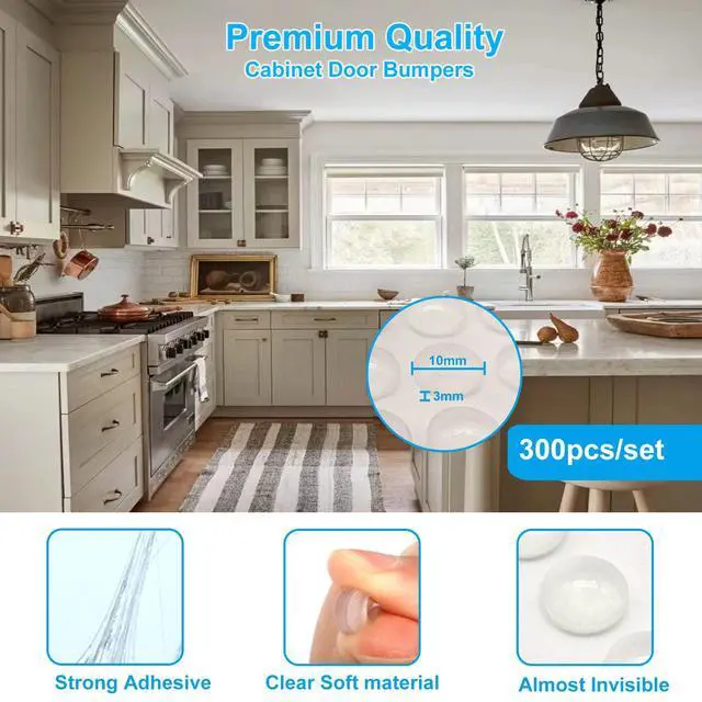 Alt view image 2 of 7 - 300PCS Clear Cabinet Door Bumpers, Rubber Bumpers Self Adhesive, Sound Dampening Cabinet Stoppers for Kitchen, Picture Frame, Cupboard, Drawer