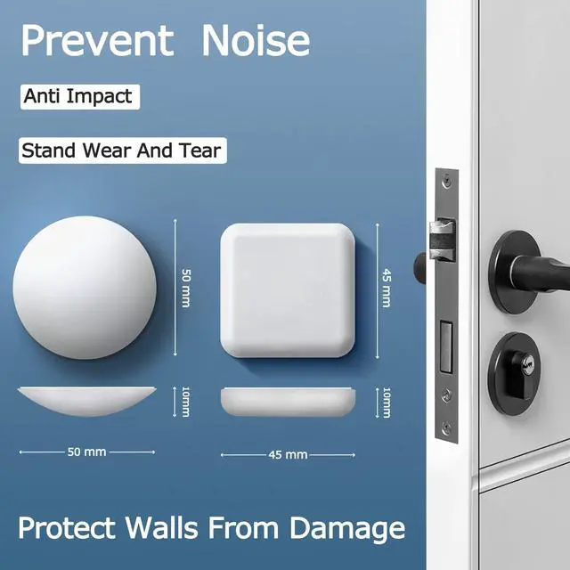 Alt view image 2 of 7 - Door Stoppers Wall Protector Buffer Guard Doorknob Door Handle Bumper Self Adhesive Silencer Soft Rubber Crash Pad for Home Office