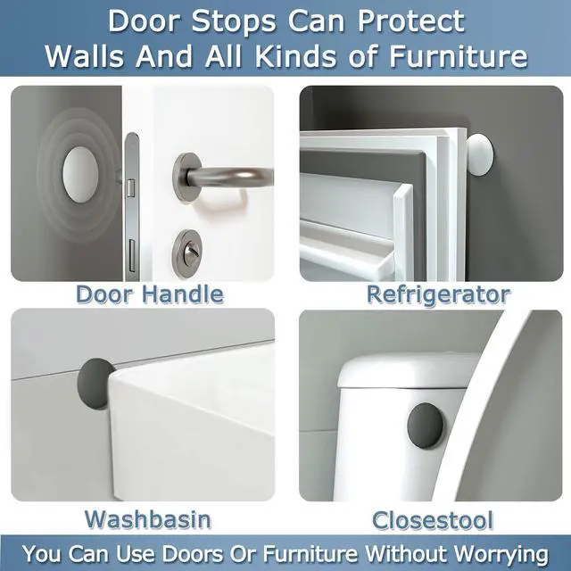 Alt view image 6 of 7 - Door Stoppers Wall Protector Buffer Guard Doorknob Door Handle Bumper Self Adhesive Silencer Soft Rubber Crash Pad for Home Office